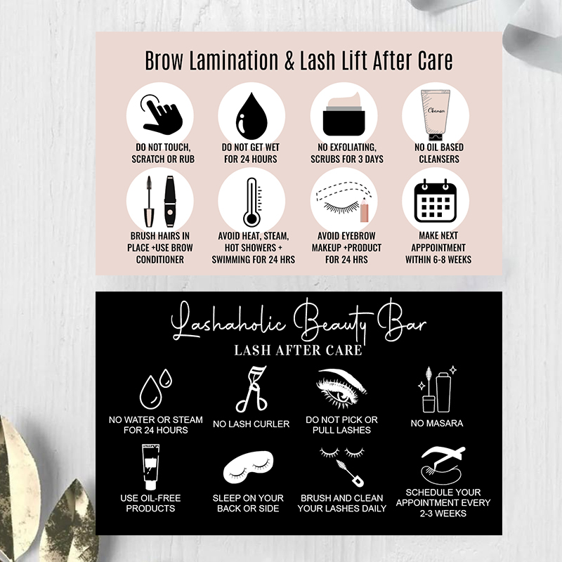 Eyelash Extension Menu - Custom Lash Extensions Loyalty Cards Instruction