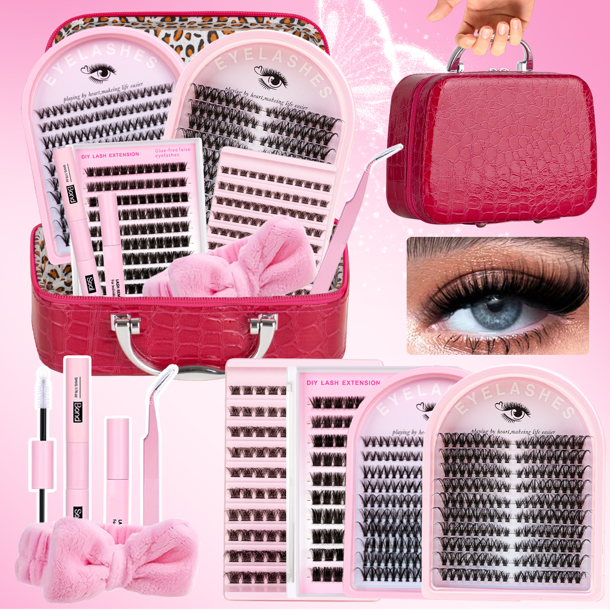 Eyelash Extension Volume - Mixed Length D Curl DIY Eyelash