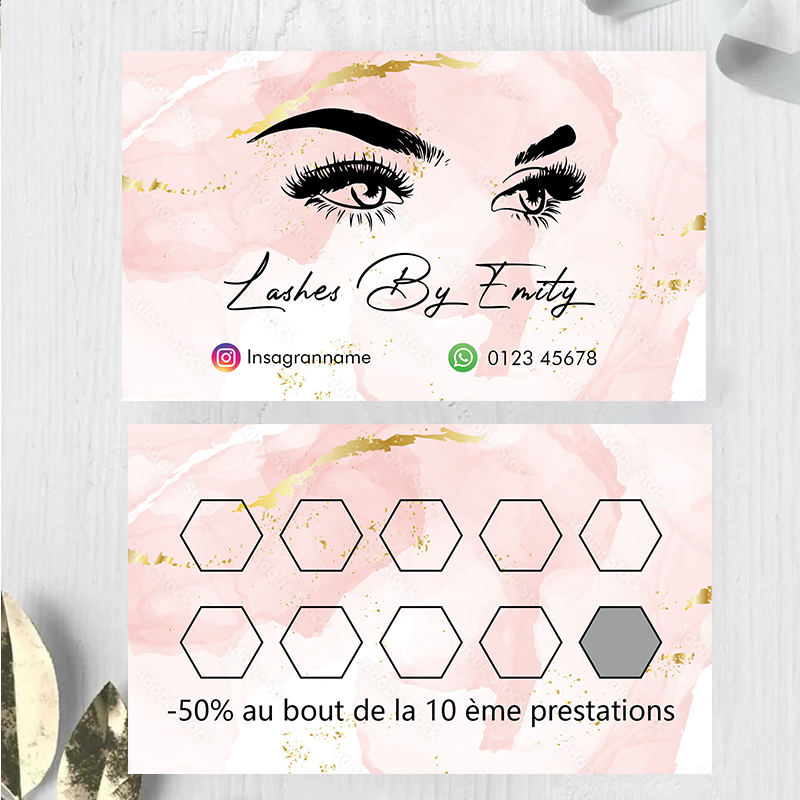 Custom Loyalty Cards with Logo - Eyelash Extension Menu ulasan dan harga