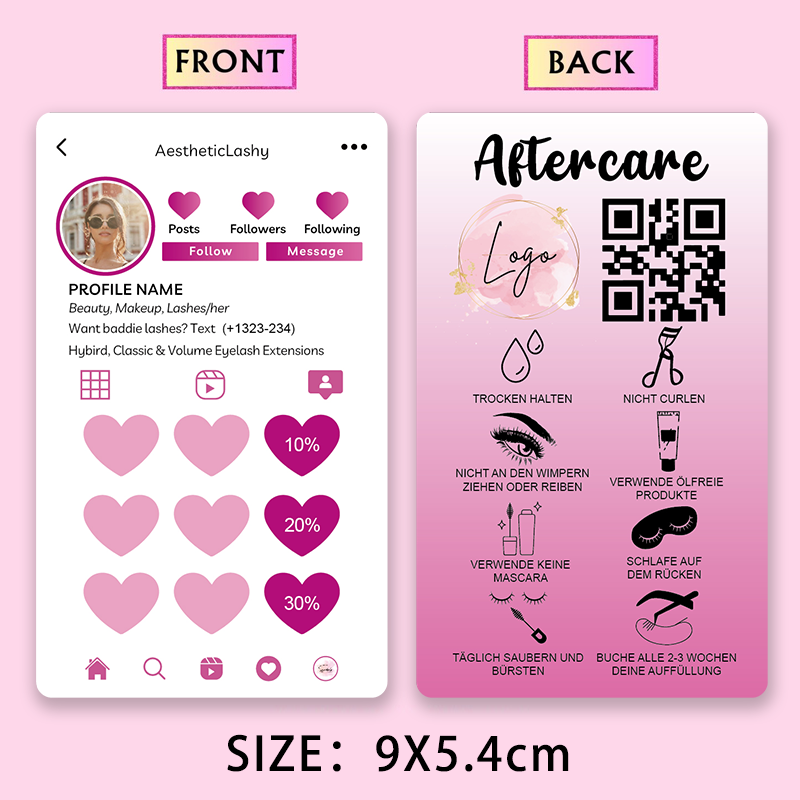 Custom Loyalty Cards with Logo - Eyelash Extension Menu ulasan dan harga