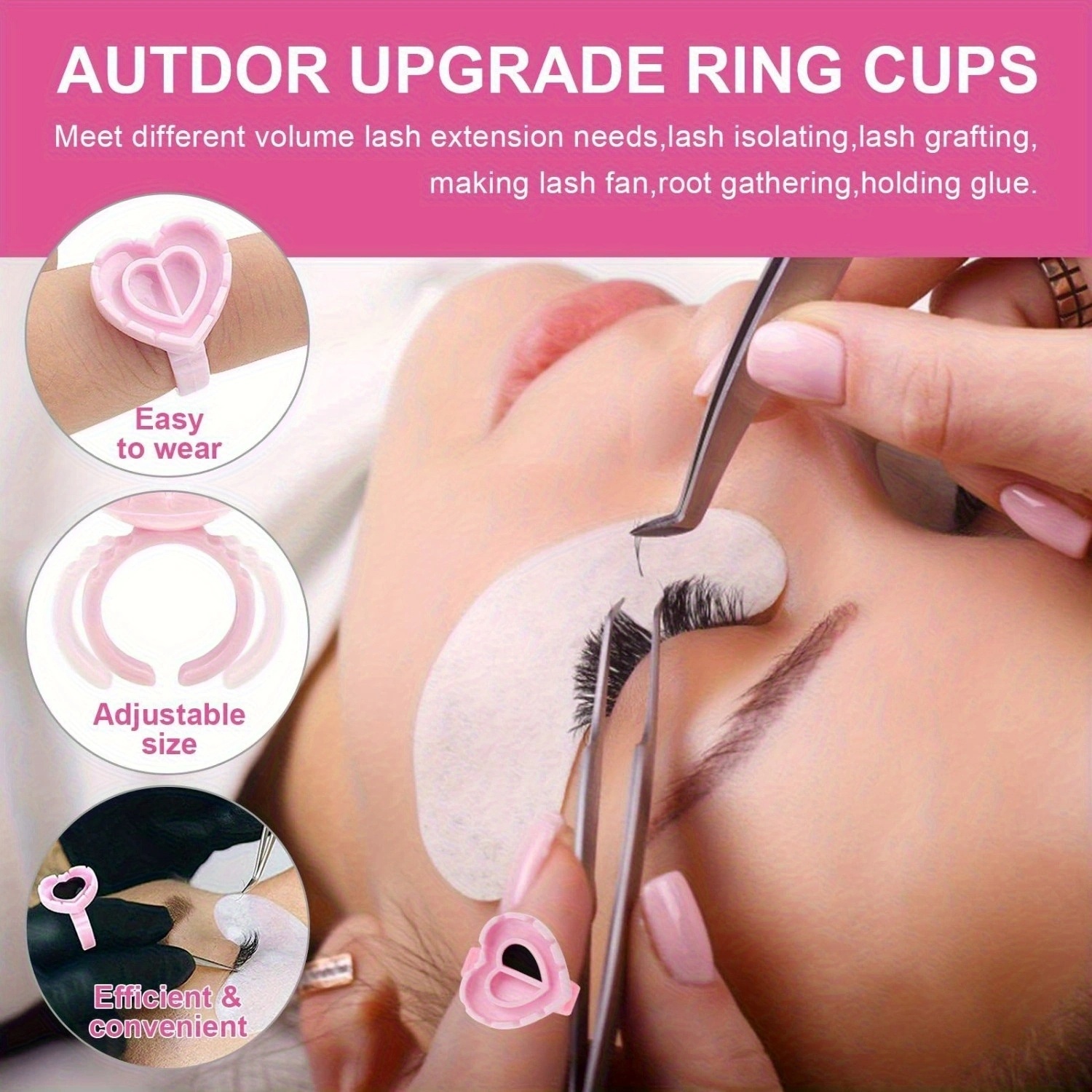 100PCSHeart Eyelash Glue Rings - Eyelash Extension Volume Lashes ulasan dan harga