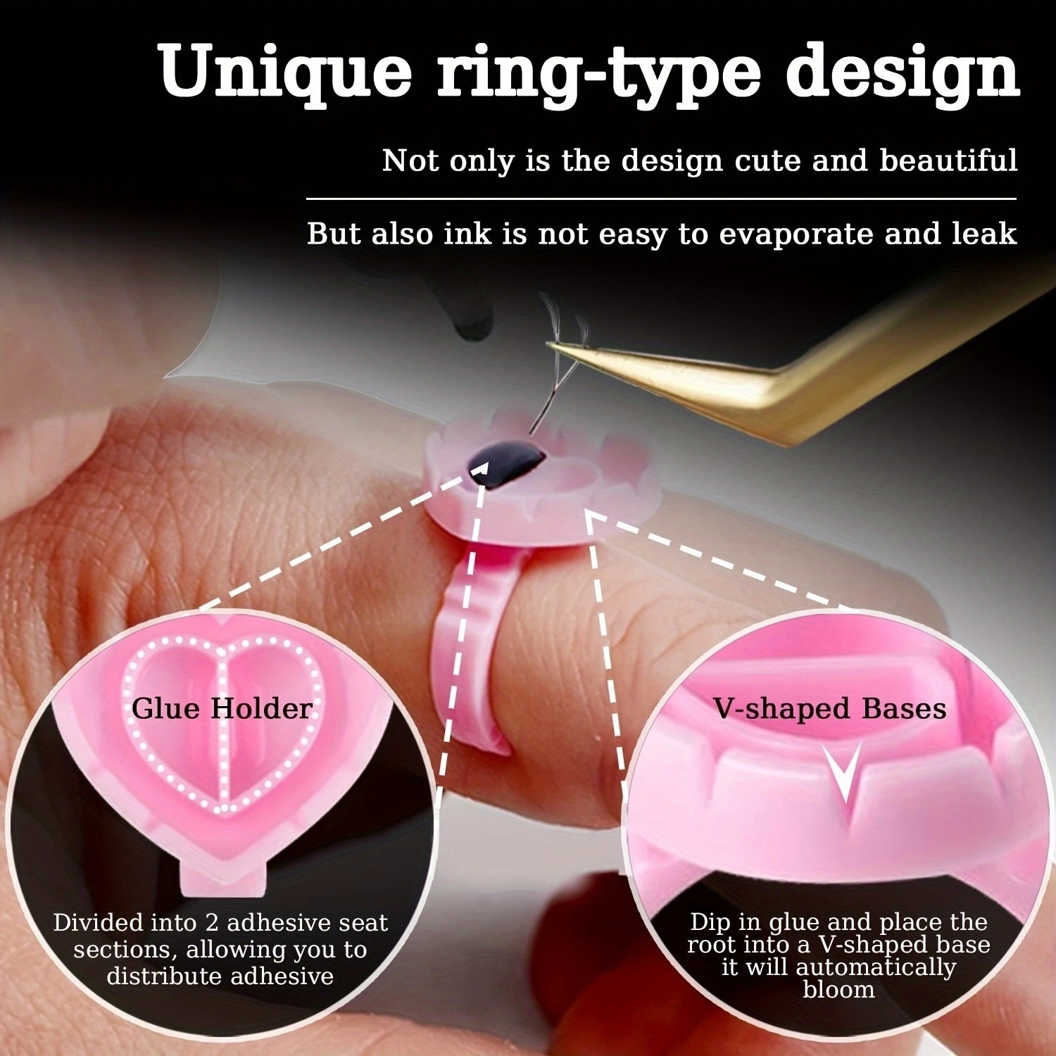 100PCSHeart Eyelash Glue Rings - Eyelash Extension Volume Lashes ulasan dan harga